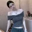 Áo thun ngắn tay sọc sọc thời trang phong cách mới mùa hè dành cho nữ Mỹ Hot Girl Style Slim @