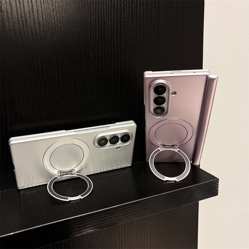 Ốp Điện Thoại Cứng Sơn Kim Loại Sang Trọng Cho Samsung Galaxy Z Fold 7 Gấp 6 Gấp 5 Gấp 4 Trục Kép Với 360° Giá đỡ vòng từ tính Vỏ chống sốc