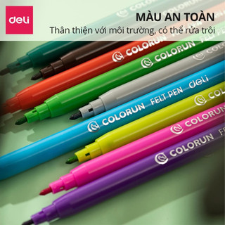 Bút Lông Màu Dạ Nước Fiber Pen Nét 1mm Deli - Màu Tươi Sáng, An Toàn, Không Tòe Ngòi, Tô Màu Vẽ