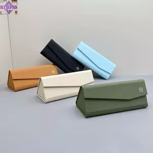 RTJIFSS Kính Có Thể Gập Lại, Hộp Bảo Quản Kính Mát Da Tam Giác, Di Động Retro Tối Giản Kính Đọc Sách Bảo Vệ