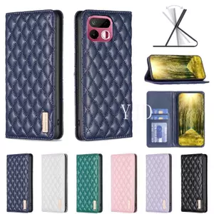 Ốp YJD Cho Realme 16T Flip Gingham Khe Cắm Thẻ Da Tích Hợp Nam Châm Chống Rơi Vỏ Điện Thoại