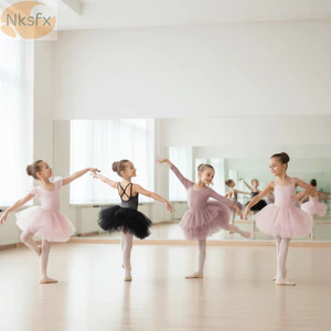 NKSFX Girl Ballet TuTu Dress, Váy Ba Lê Trẻ Em Fluffy Sequin, Dây Đeo Chéo Chuyên Nghiệp Trang Phục Khiêu Vũ Tay Dài Ballerina Cổ Tích Đầm Tập Gymnastic