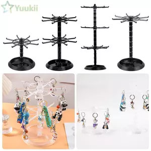 Giá treo móc khóa YUUKII, Giá trưng bày vật liệu Acrylic nhiều lớp, Giá đỡ dây chuyền có thể điều chỉnh tầng 2 Thiết kế lốp Spinner Giá lưu trữ Màn hình mặt bàn