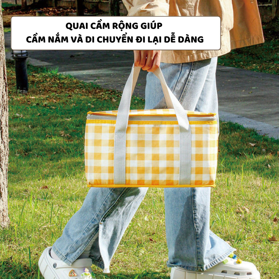 Túi Giữ Nhiệt Dã Ngoại ENODA HOME, Túi Đựng Đồ Ăn Picnic Quai Xách Chắc Chắn Dung Tích Lớn TUICOM013