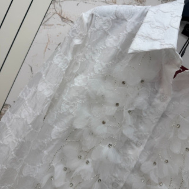 Áo sơ mi nữ ba chiều có ve áo Jacquard mới + Áo sơ mi dáng rộng đính đá dành cho nữ