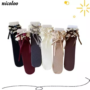 NICOLOO Mùa Đông Nén Stock, Hàng Dệt Kim Nữ Nơ Thông Thường, Thoáng Khí Hút Mồ Hôi Gothic Đỏ Tất Thu Đông