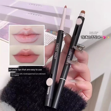 chì kẻ viền môi Bút kẻ viền môi 2 đầu tích hợp cọ môi, tạo dáng căng mọng, nét vẽ sắc nét