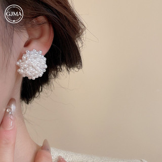 Bông tai kim bạc đính đá hoa ngọc trai Phụ kiện nữ thanh lịch