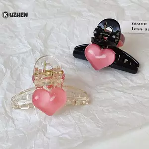 KUZHEN Hàn Quốc Ngọt Ngào Acrylic Trái Tim Vuốt Tóc Sang Trọng Nổ Mini Kẹp Tóc Bé Gái Nhỏ Lấy Kẹp Tóc Mũ Đội Đầu Phụ Kiện Tóc HOT