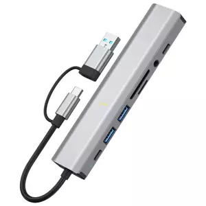 Btsg Bộ chuyển đổi 9 cổng Type C sang Ethernet Trạm kết nối USB có cổng Ethernet Bao gồm USB2 0 USB3 0 khe cắm tốc độ nhanh