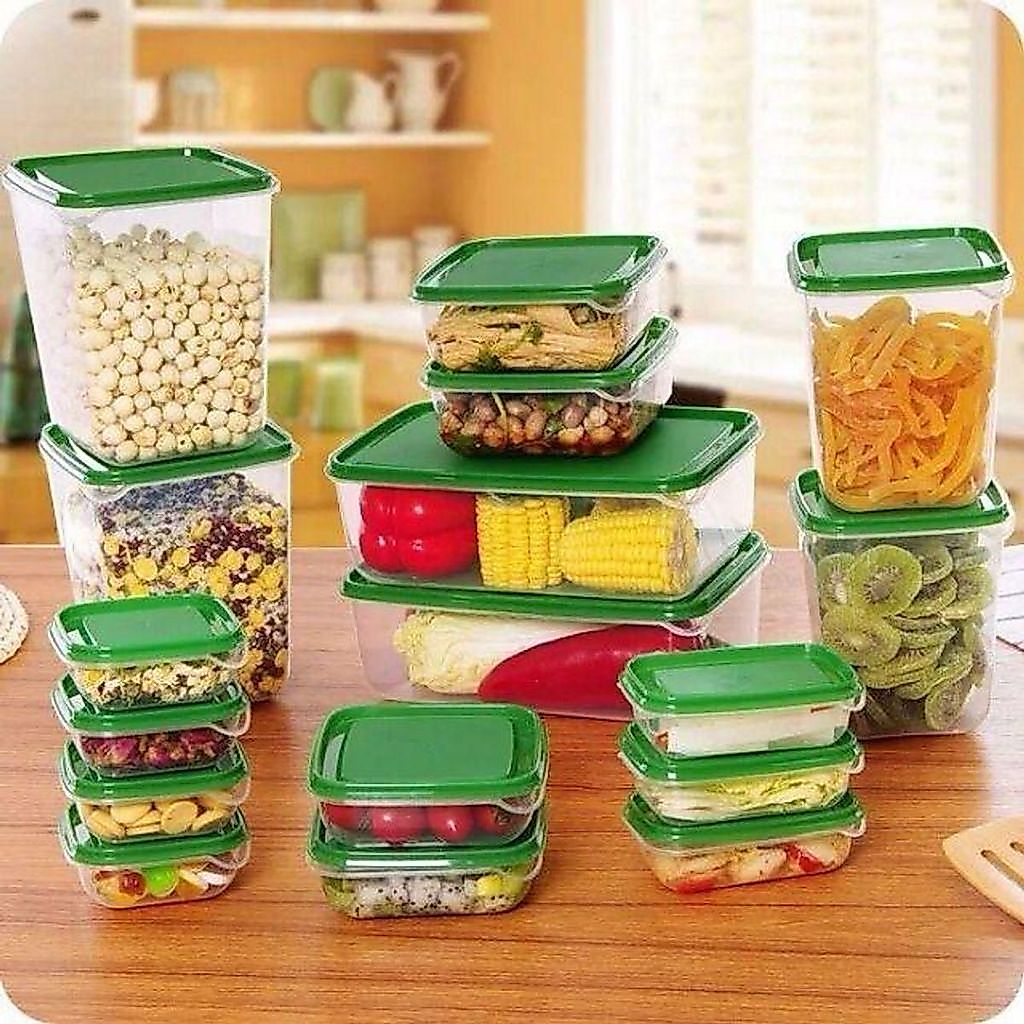 Bộ Hộp Đựng Thực Phẩm 17 Món - Set 17 hộp nhựa tủ lạnh cao cấp bảo quản đồ ăn food