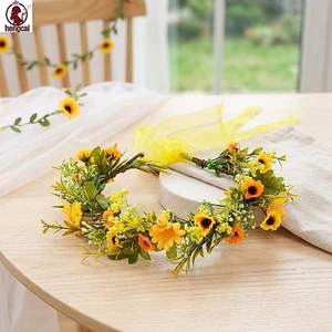 Băng đô tóc hướng dương bằng vải trẻ em cho bữa tiệc ngày lễ biểu diễn