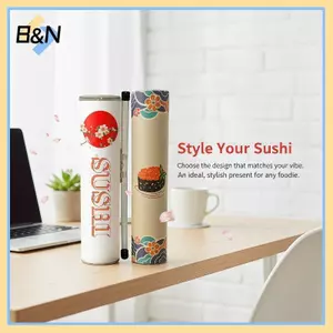 B & N Dễ dàng sử dụng Hộp đẩy Sushi tròn có ống hút nước sốt để chuẩn bị Qui Sushi.