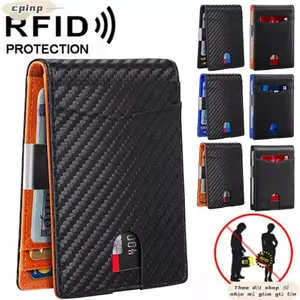 Ví mỏng nam CPINCP, Ví da chặn RFID chống quét, Thời trang có kẹp tiền Túi phía trước mỏng Ví nhỏ mỏng dành cho nam giới
