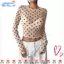 EBINLANDS Nhìn xuyên thấu, Áo thun dài tay thời trang bằng vải Sheer, chấm bi cổ tròn Slim Fit Top nữ