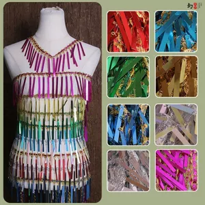 Dải giao hưởng Sequined Flow Ren Vải Bụng Khiêu Vũ Trang Phục Lễ Hội Âm Nhạc Sân Khấu Trình Diễn Vải Thiết Kế 6.29