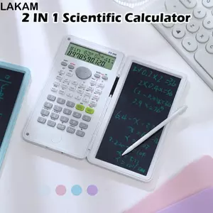 Máy tính khoa học LAKAM với Notepad LCD, Máy tính toán di động 12 chữ số, Học sinh bảng viết tay 2 TRONG 1 có thể gập lại đa chức năng