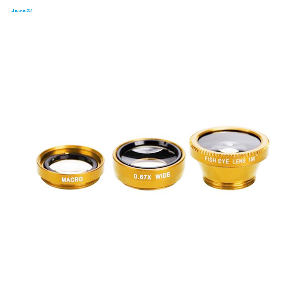 [Ky] Camera điện thoại di động 3 trong 1 Fish Eye Macro Bộ ống kính góc siêu rộng có kẹp