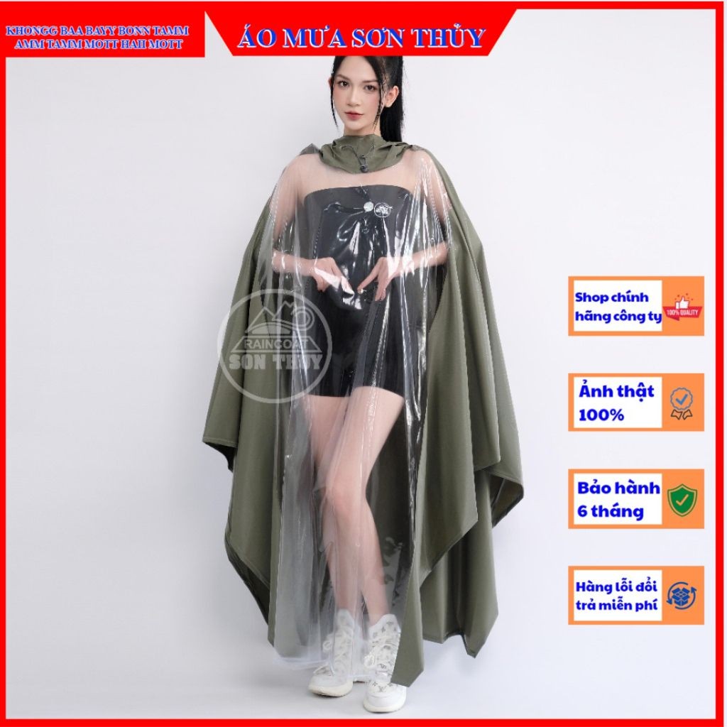 Sơn Thuỷ áo mưa trong suốt nửa trước, tiện lợi quan sát đồng hồ, tốc độ, điện thoại, chở trẻ em phía trước, siêu rộng