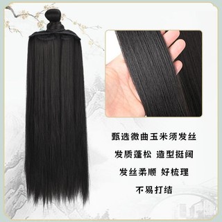 Trang phục cổ Hanfu nam với tóc giả vô hình, màu đen thanh lịch, phù hợp tạo kiểu và khăn choàng hàng ngày