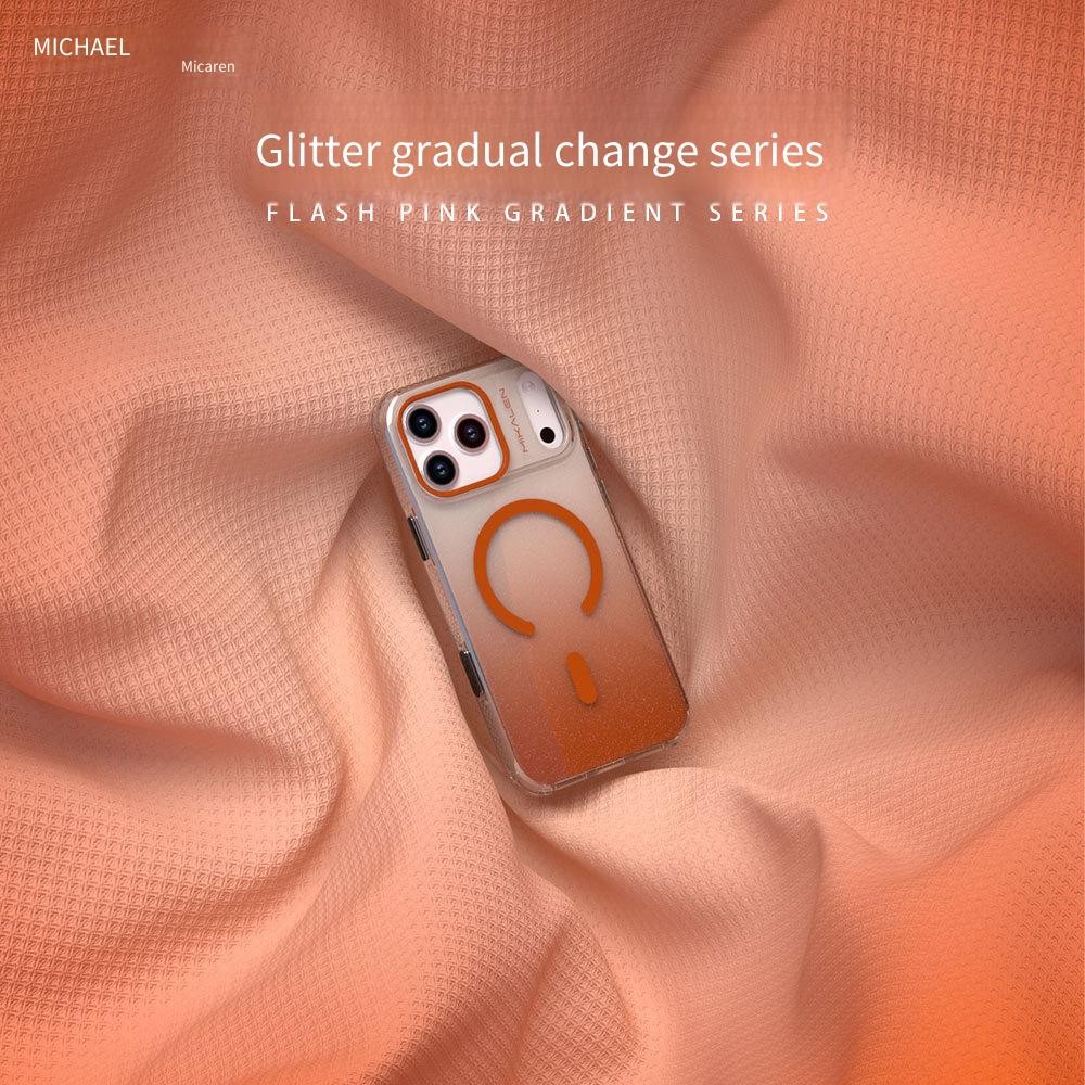 Ốp điện thoại Mikalen iPhone 17Pro từ tính 17 Pro max Nút ảnh lấp lánh Gradient Vỏ bảo vệ chống sốc trong suốt