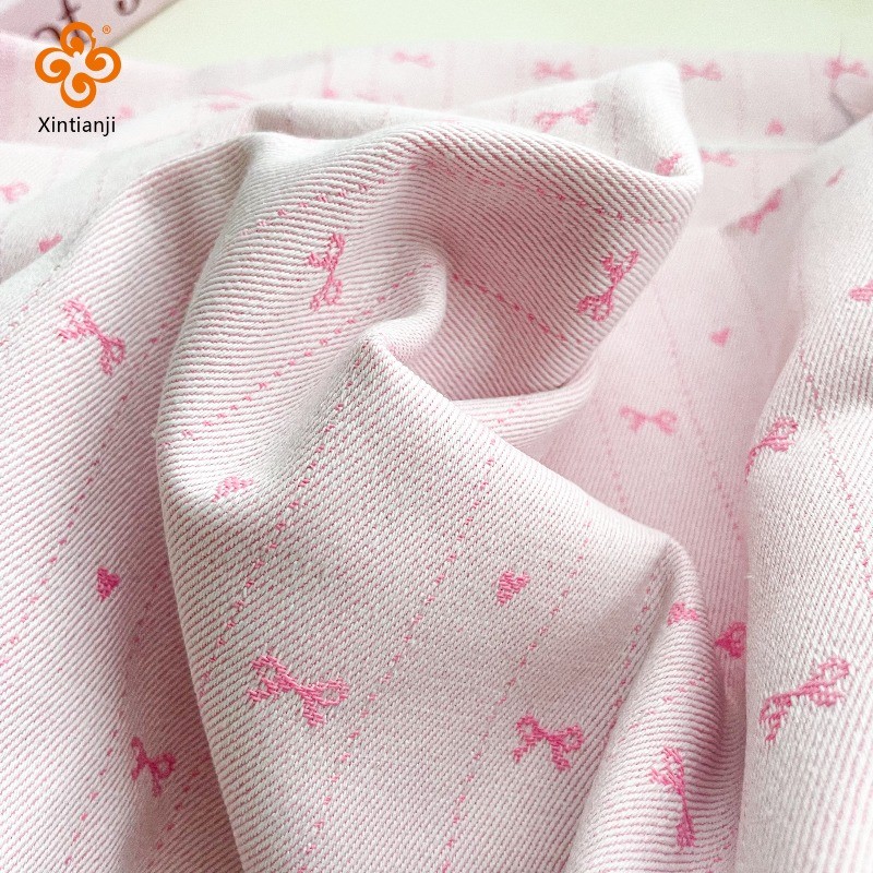 Nơ Tình Yêu Jacquard từ denim nhuộm polyester cotton, phù hợp làm phụ kiện handmade cho quần áo và hành lý, 0.5 mét