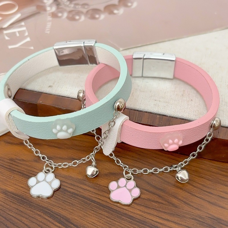 Vòng tay chân mèo Y2K ngọt ngào thoáng mát, hợp kim da unisex điều chỉnh được, phù hợp làm quà tặng cho những người yêu mèo
