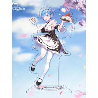 Mô hình Standee Re:Zero - Rem - Ram - decor góc học tập để bàn 12cm
