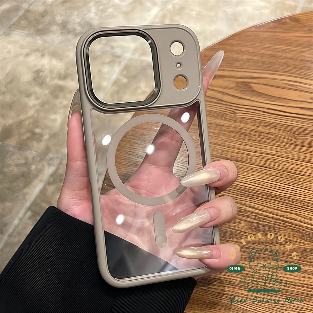 【 Ốp lưng iPhone17 】 Vỏ điện thoại từ tính da lỏng màu cam iphone17 Pro Max 16 15 cho vỏ iPhone Vỏ mềm silicon TPU chống sốc