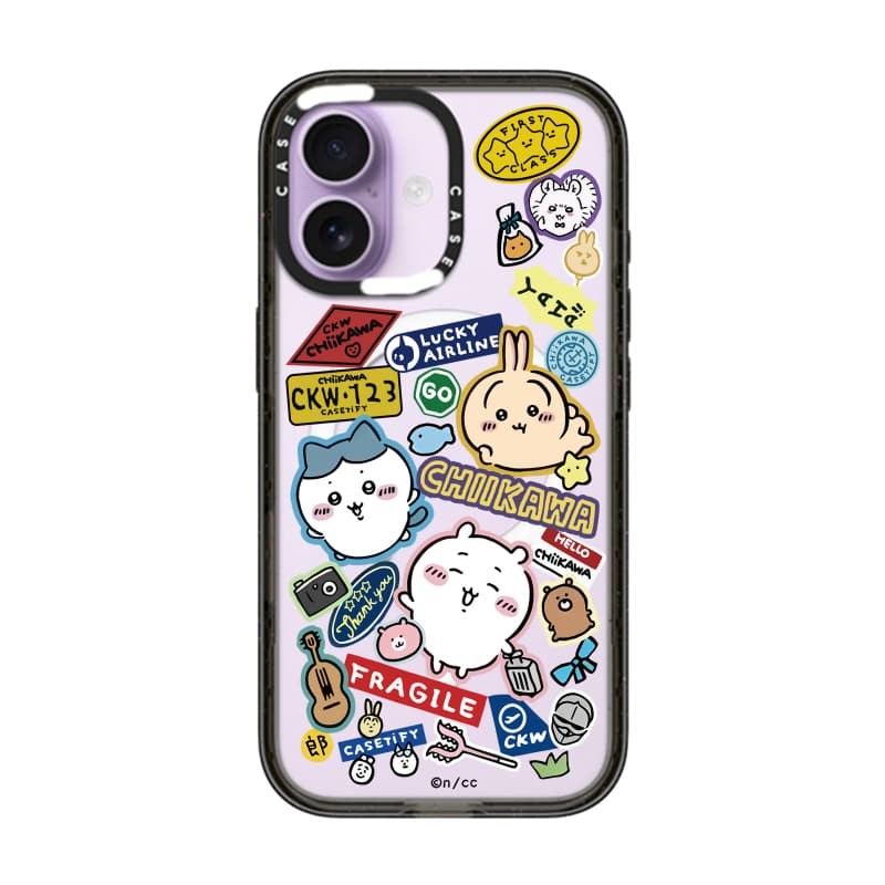 CASECASE X Chiikawa Hành Lý Miếng Dán Ốp Lưng Đen Trong Suốt Cứng Hút Từ Tính Tác Động Cho Apple IPhone 12 13 14 15 16 17 Pro Max Air Plus Có Hộp
