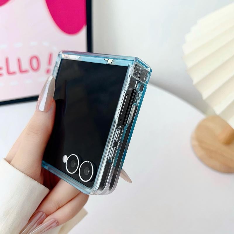 Ốp điện thoại cứng bảo vệ cho Samsung Galaxy Z Flip7 5G/Z Flip5/Z Flip6/Z Flip4, N3 Flip, Mix Flip 2, kèm dây đeo, thiết kế hoạt hình dễ thương