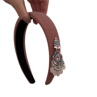 Kẹp tóc mũ đội đầu hồng nhung, phong cách retro và dân tộc Trung Hoa - Phụ kiện tóc độc đáo
