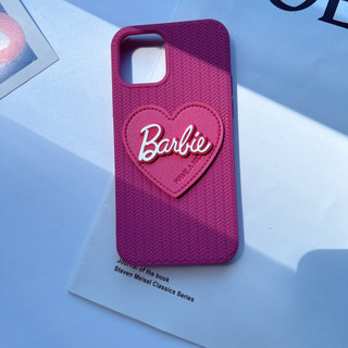 Da Trái Tim 3D Barbie Thời Trang Họa Tiết Dệt Magenta Bảo Vệ Toàn Diện Ốp Điện Thoại Chống Sốc Cho iPhone 17 17 17Air 16 15 14 13 12 11 ProMax Plus XsMax XR X Xs SE2020 7 8 Ốp Lưng