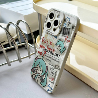 Ốp điện thoại Hatsune Miku Sticky Notes cho iPhone 17 / 17Air / 16E / 15 Plus / 14 / 13 / 12 / 11 / Pro Max. Chống sốc rơi. Hộp đựng túi khí kiểu áo khoác silicon lỏng che phủ toàn diện
