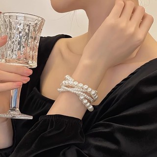 Vòng tay ngọc trai đá cuộn nhiều lớp