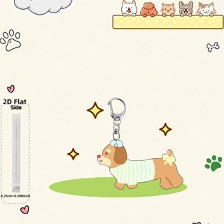 2D Flat Acrylic Cute Dachshund Dog Keychain Bag Pendant Couple Car Hanging Decoration Line Puppy Gifts 5cm