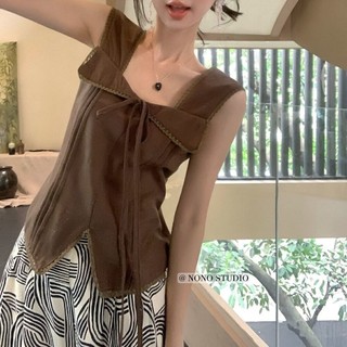 Áo sơ mi không tay ren bông ngọt ngào, form slim phù hợp mùa hè với phong cách mới của Hàn Quốc