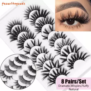 FAVORITEGOODS SKONHED 8 Cặp Phong Cách Hỗn Hợp Mắt Mi Nối Dài Handmade Mắt Dụng Cụ Trang Điểm Làm Đẹp Criss-cross Chồn