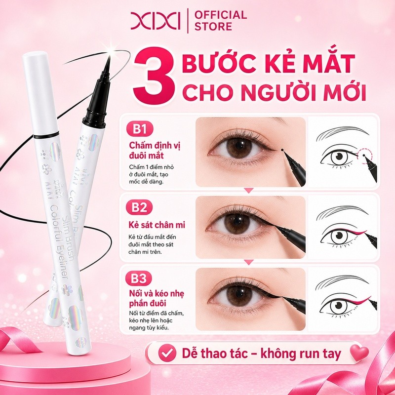 Xixi Kẻ Mắt Nước Nét Mảnh Lên Màu Đậm Chuẩn Không Lem Trôi Dễ Dùng Tạo Đường Viền Tự Nhiên D264