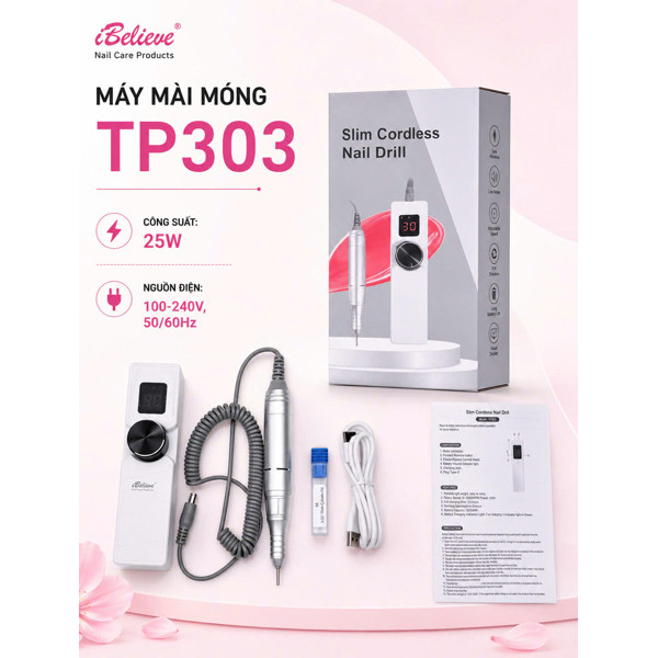 Máy mài móng Ibelieve TP303 - Slim Cordless Nail Drill