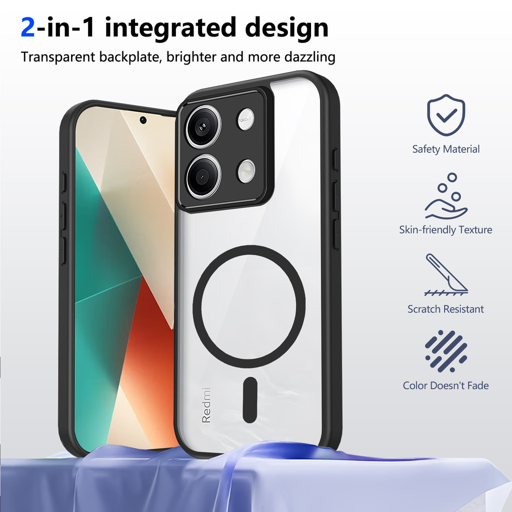 Ốp lưng Redmi Note 13 Pro 5G Vỏ từ tính trong suốt mờ cho Ốp điện thoại Redmi Note 13 4G