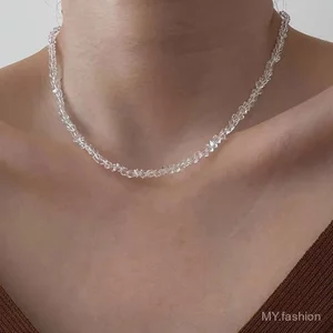Vòng cổ pha lê thủy tinh nhiều mặt phong cách Ins, Vòng cổ nữ chuỗi xương đòn Niche Hàn Quốc