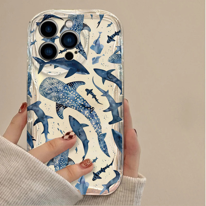 Ốp điện thoại cá mập biển Ocean Elements cá voi cho Motorola Moto Edge 50 Fusion G75 G14 G84 G34 G54 G05 G35 G52 G15 Ốp lưng silicon mềm Wave Point