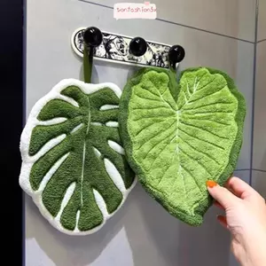 Khăn tay ITRUMPET, Khăn tay nhà bếp dày thấm nước, Khăn tay nhà bếp hoạt hình chất lượng cao Lá nhung san hô treo khăn lau tay nhà bếp