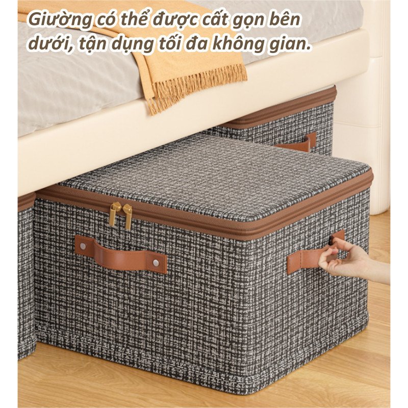 Hộp đựng quần áo bằng vải chống bụi, có thể gấp gọn, có khóa kéo, đa chức năng, thích hợp để dưới gầm giường.