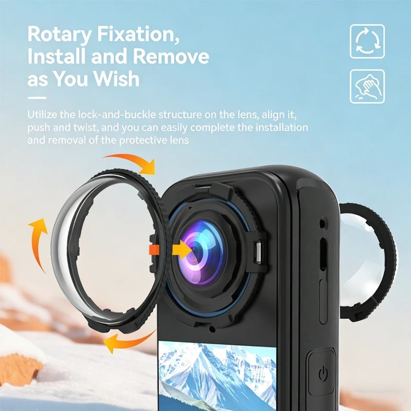 Tương thích với Insta 360 X4 Air X5 X3 Vỏ bảo vệ ống kính toàn cảnh Kính cường lực Chống trầy xước Vỏ bảo vệ chống rơi Ống kính bảo vệ