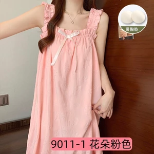Đồ ngủ có đệm ngực cho nữ, trang phục ở nhà phong cách công chúa cho học sinh, mỏng nhẹ mùa hè