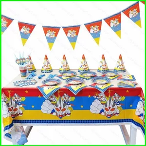 YB2 Ultraman Dùng Một Lần Bộ Đồ Ăn Trang Trí Biểu Ngữ Bánh Topper Nắp Giấy Ống Hút Cảnh Sinh Nhật Bố Trí