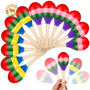 CANAMEK 24 Chiếc 7.9 Inch Maracas Tay Gõ Lục Lạc Gỗ Hòa Nhạc Maracas Rumba Shakers Lục Lạc Tay Gõ Gỗ Mexico Maracas CSF