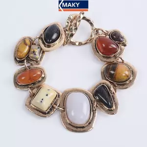 MAKY Châu Âu Và Hoa Kỳ Vòng Tay Nổ Xu Hướng Cá Tính Hình Học Kim Loại Vòng Tay Đá Bán Buôn VN